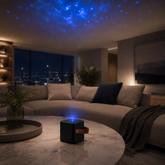 Portable Galaxy Star Projector – Compact Blue Nebula Ceiling Light for Bedroom, Living Room and Travel