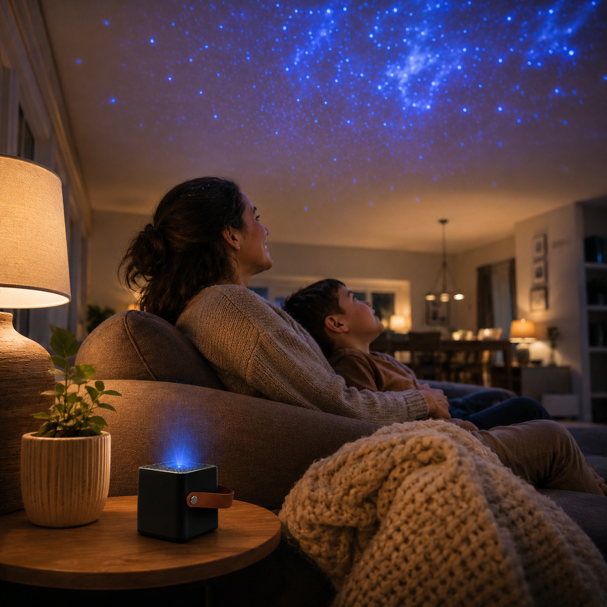 Portable Galaxy Star Projector – Compact Blue Nebula Ceiling Light for Bedroom, Living Room and Travel