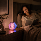Geometric Prism Ambient Table Lamp – Pink and Blue Mood Light for Bedroom, Living Room and Reading Corner