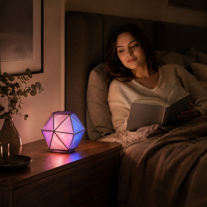 Geometric Prism Ambient Table Lamp – Pink and Blue Mood Light for Bedroom, Living Room and Reading Corner