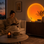 Golden Sunset Halo Projection Lamp – Large Orange Sun Wall Projector for Bedroom, Living Room and Relaxing Spaces