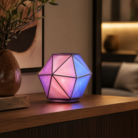 Geometric Prism Ambient Table Lamp – Pink and Blue Mood Light for Bedroom, Living Room and Reading Corner
