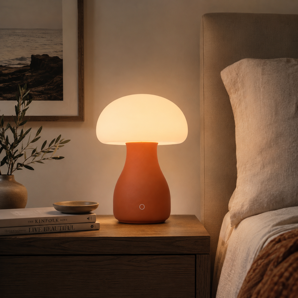 Mushroom Glow Touch Table Lamp – Warm Ambient Bedside Light for Bedroom, Living Room and Desk