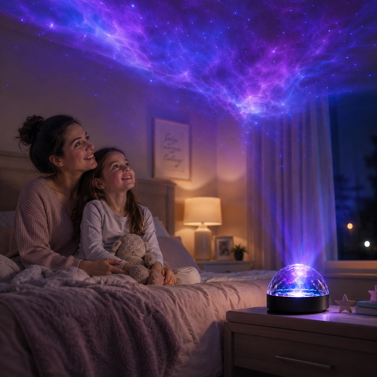 Faceted Dome Galaxy Projector – Purple Nebula Star Ceiling Light for Bedroom, Living Room and Kids’ Room