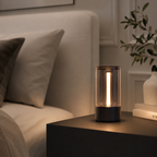 Modern Cylinder Ambient Table Lamp – Warm Bedside Light for Bedroom, Living Room and Office