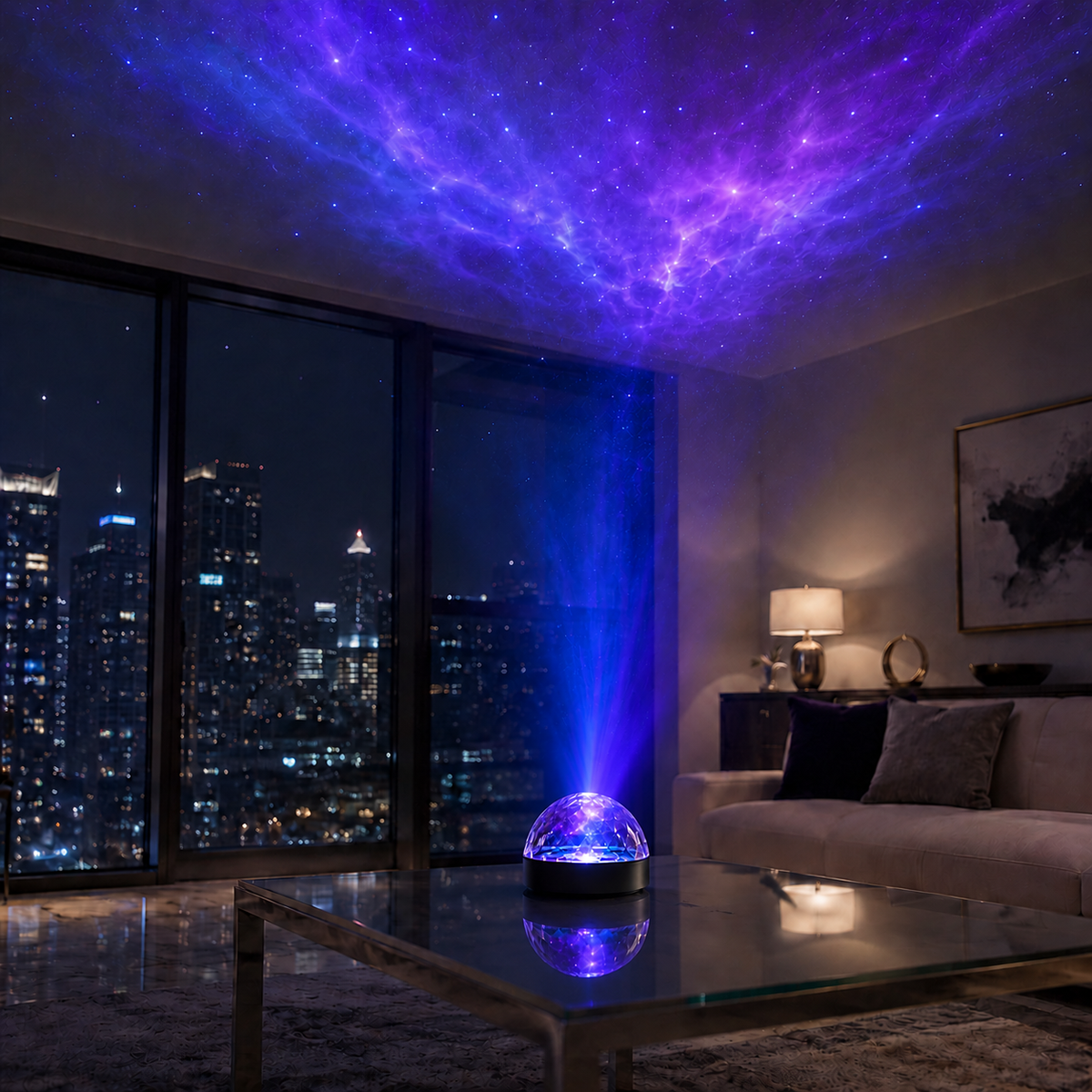 Faceted Dome Galaxy Projector – Purple Nebula Star Ceiling Light for Bedroom, Living Room and Kids’ Room