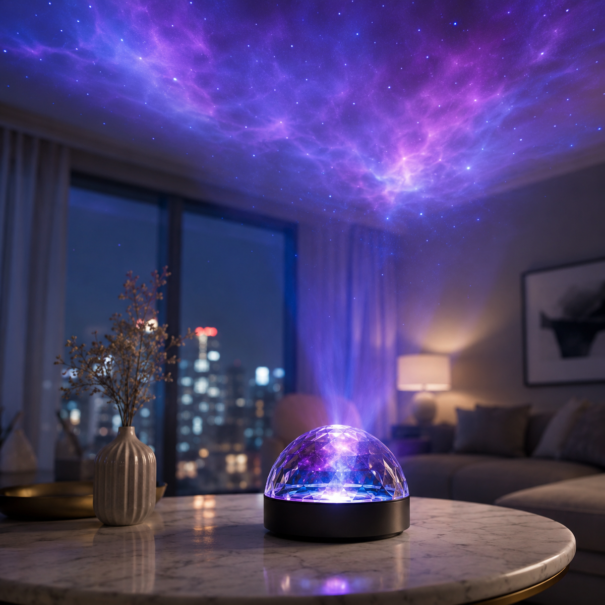 Faceted Dome Galaxy Projector – Purple Nebula Star Ceiling Light for Bedroom, Living Room and Kids’ Room