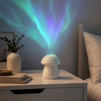 Mushroom Aurora Projection Lamp – Green and Purple Northern Lights Projector for Bedroom, Living Room and Kids’ Room