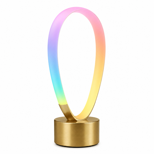 Modern Oval Gradient Ambient Table Lamp – Colorful Loop Mood Light for Bedroom, Living Room and Desk